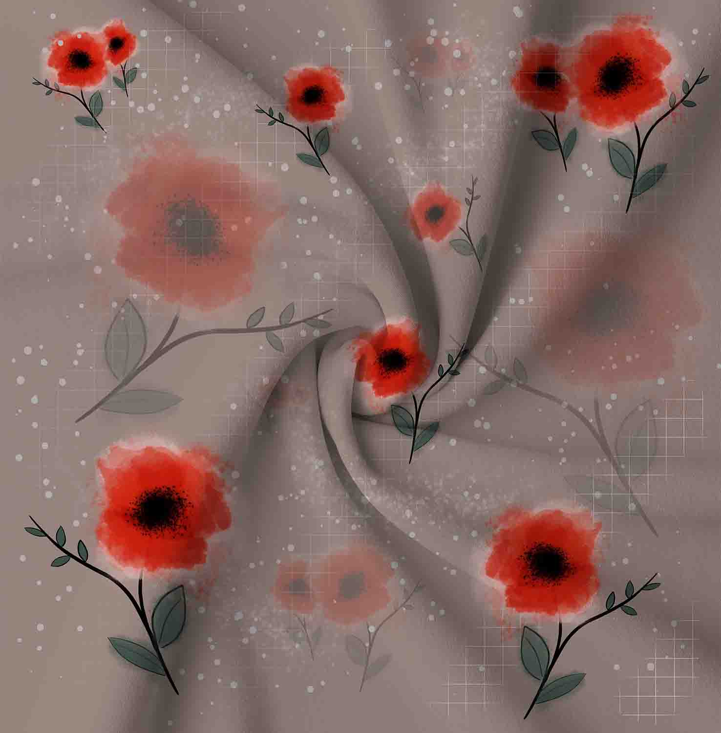 Mohnblumen Stoff Eigenproduktion